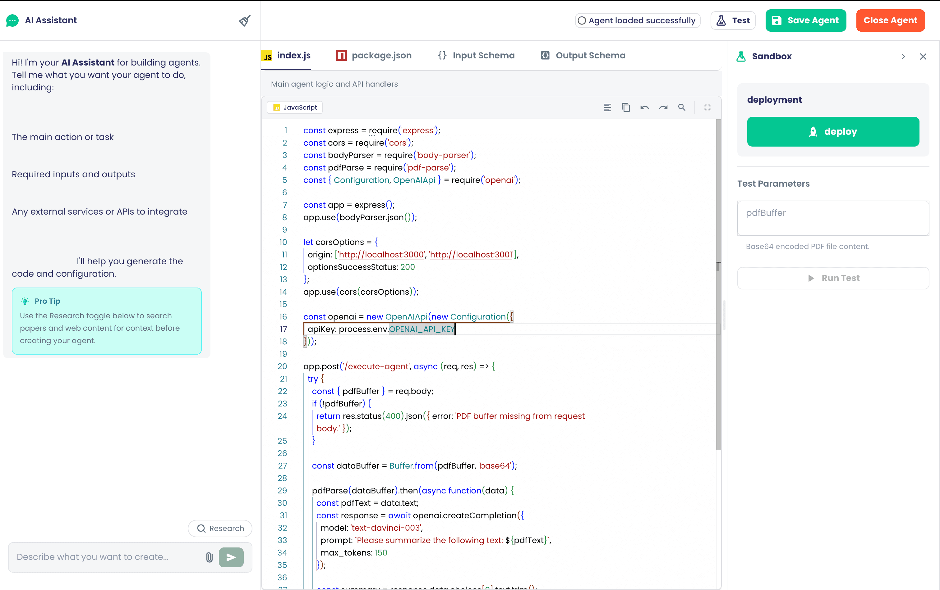 AI agent builder