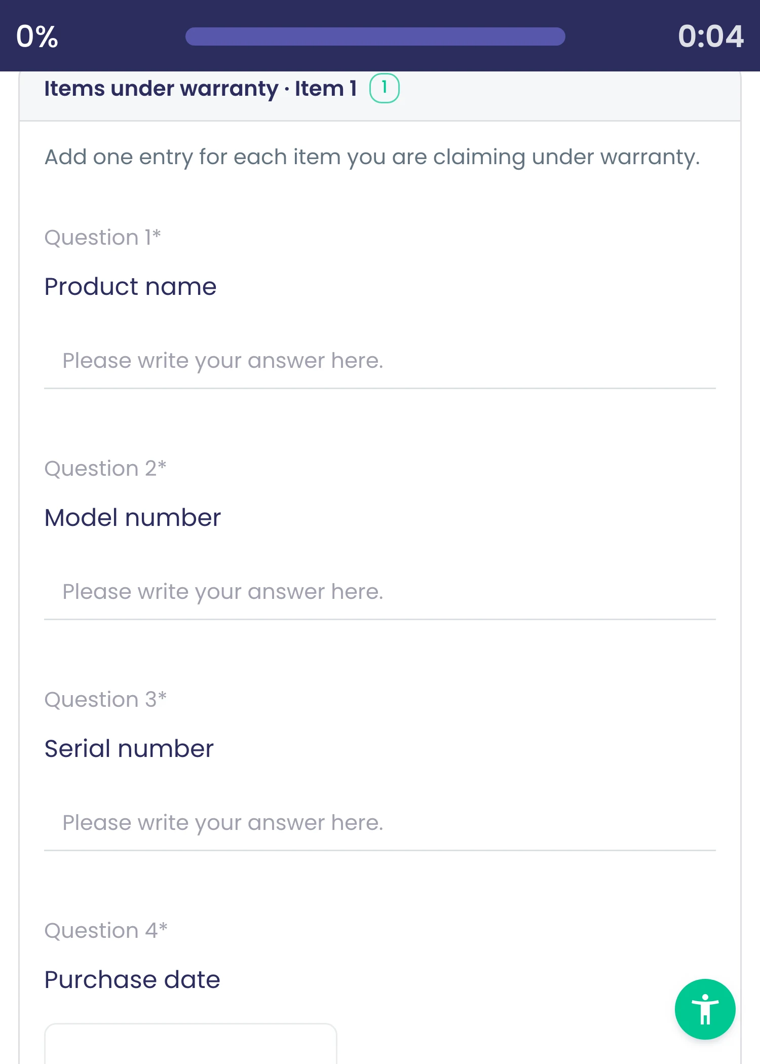 The first page of the Warranty Claim Form template preview.