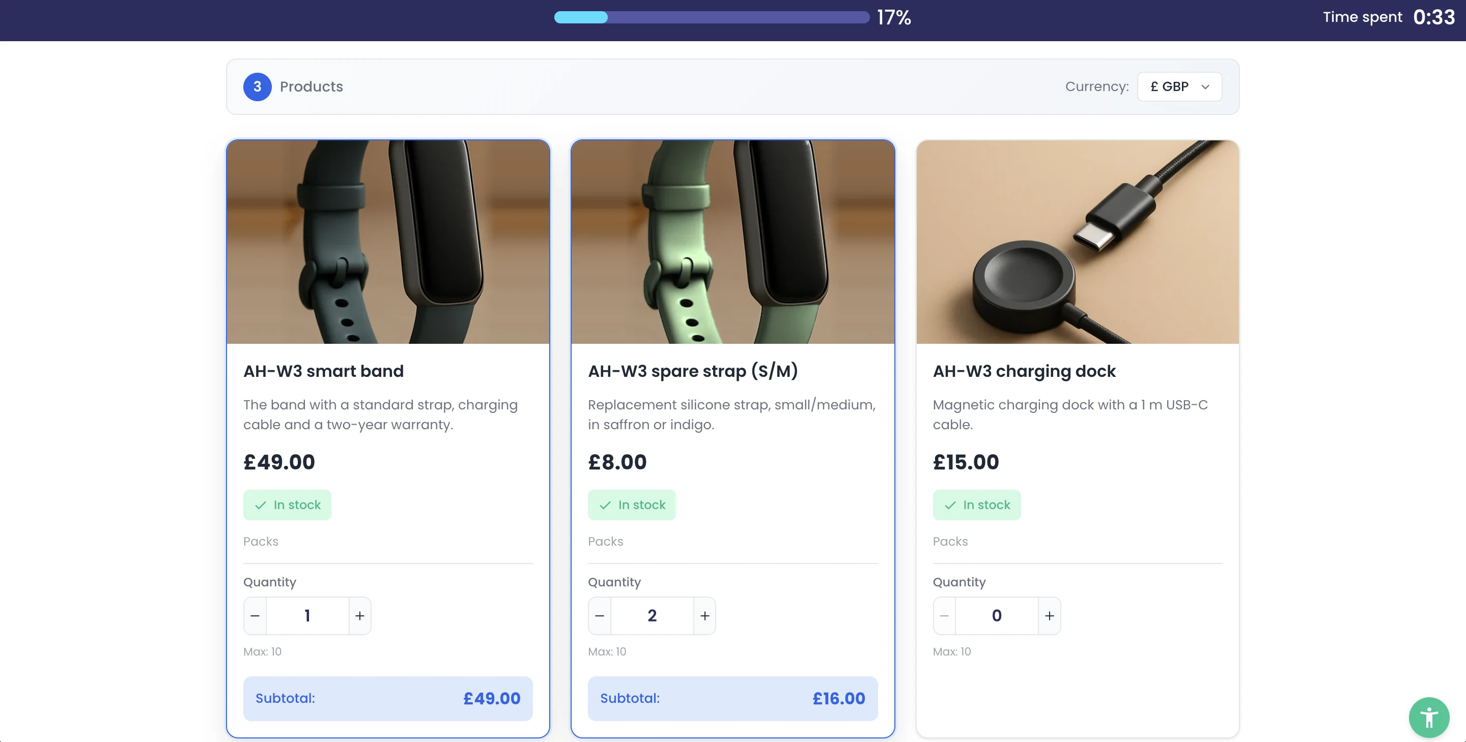 Vorlage 'Product Purchase Form' aus Sicht der Befragten im Aarushiya-Design, zugeschnitten auf die 1–2 prägenden Fragen